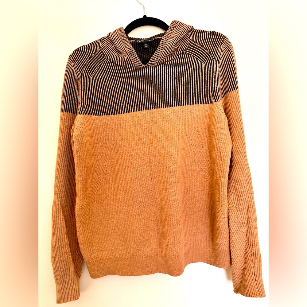 Tan Ribbed Hooded Sweater